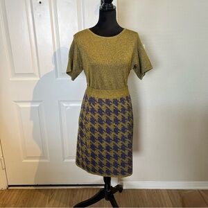 Gold and Purple Houndstooth Dress